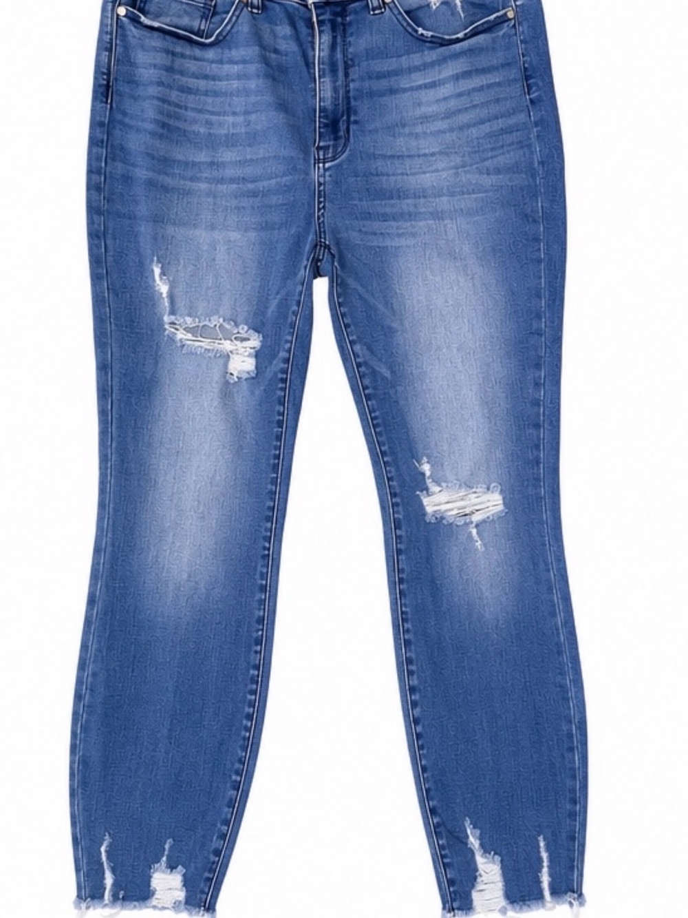 Judy Blue Distressed Skinny Jeans in Medium Blue Wash